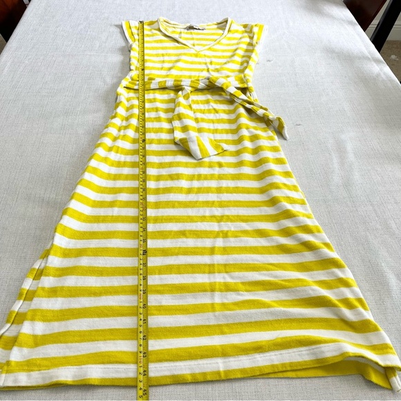 LOFT Striped Tie Waist V-Neck Yellow Midi Dress Size XS - Picture 9 of 12